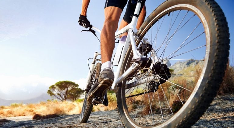 man biking