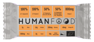 Human Food Orange Bar - Compostable wrapper with new ‘Power-Ups’ design