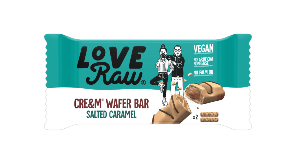 LoveRaw launches vegan salted caramel cre&m wafer bar